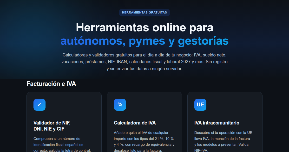 Portada de las herramientas gratuitas de FactuSync